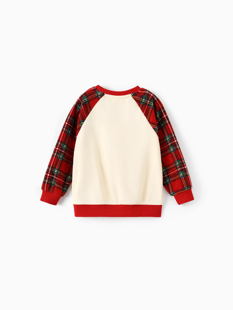 Disney Mickey and Friends Christmas Family Matching Plaid Print Sweatshirt Red