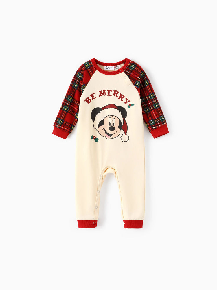 Disney Mickey and Friends Christmas Family Matching Plaid Print Sweatshirt Red
