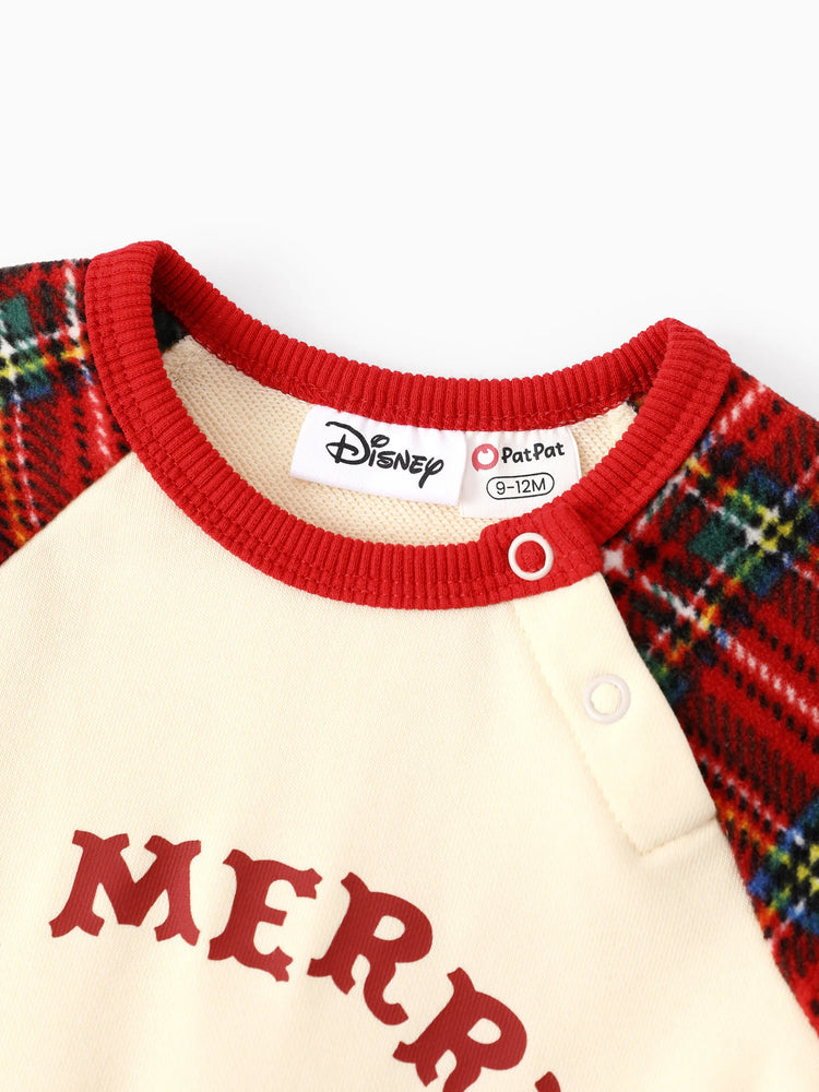 Disney Mickey and Friends Christmas Family Matching Plaid Print Sweatshirt Red