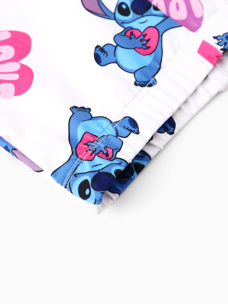 Disney Stitch Toddler/Kids Girl Stitch 2pcs Tie Front Longsleeves Top and Pattern Flared Pant Set Pink