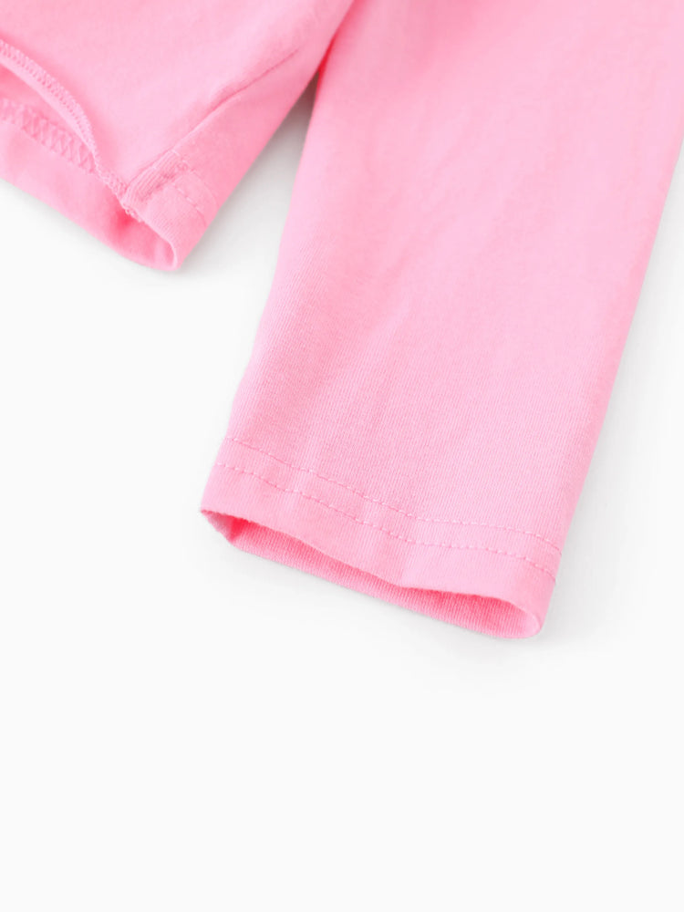 Disney Stitch Toddler/Kids Girl Stitch 2pcs Tie Front Longsleeves Top and Pattern Flared Pant Set Pink