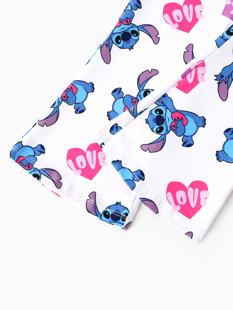 Disney Stitch Toddler/Kids Girl Stitch 2pcs Tie Front Longsleeves Top and Pattern Flared Pant Set Pink
