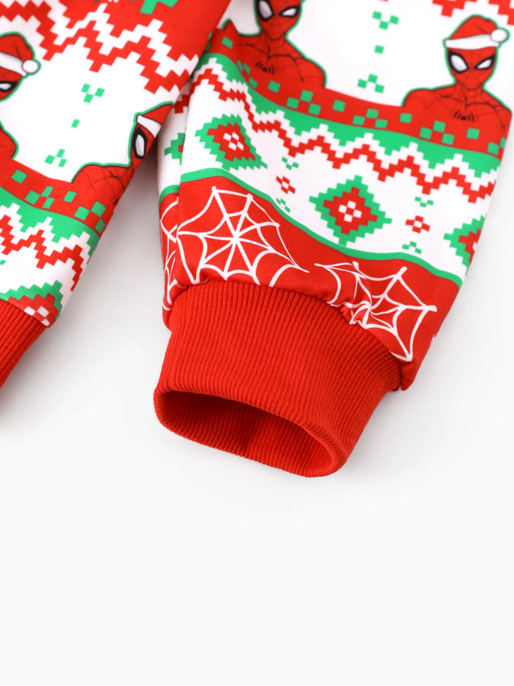 Marvel Christmas Family Matching Spider-Man Christmas Tree Sweatshirt/Romper Red