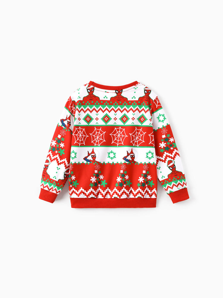 Marvel Christmas Family Matching Spider-Man Christmas Tree Sweatshirt/Romper Red