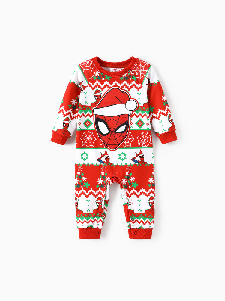 Marvel Christmas Family Matching Spider-Man Christmas Tree Sweatshirt/Romper Red