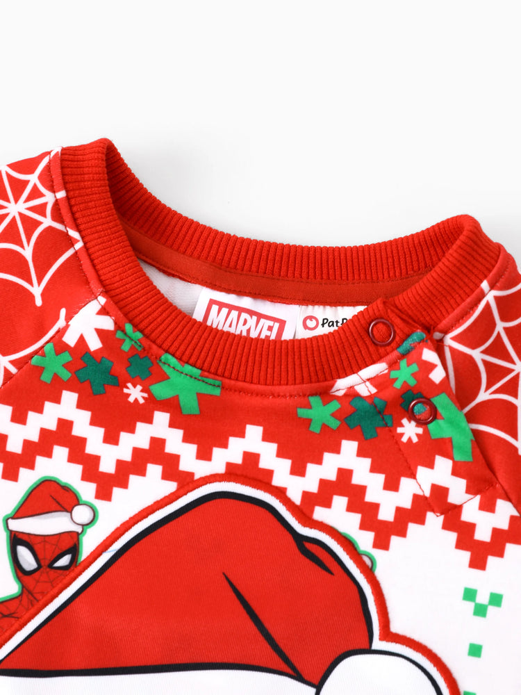 Marvel Christmas Family Matching Spider-Man Christmas Tree Sweatshirt/Romper Red