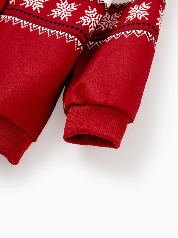 Christmas Family Matching Gingerbread Man Print Coat Long Sleeve Casual knitted Cardigan Red