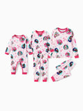 Ensemble pyjama de Noël assorti pour toute la famille avec motif flocon de neige et chaussettes de Noël roses