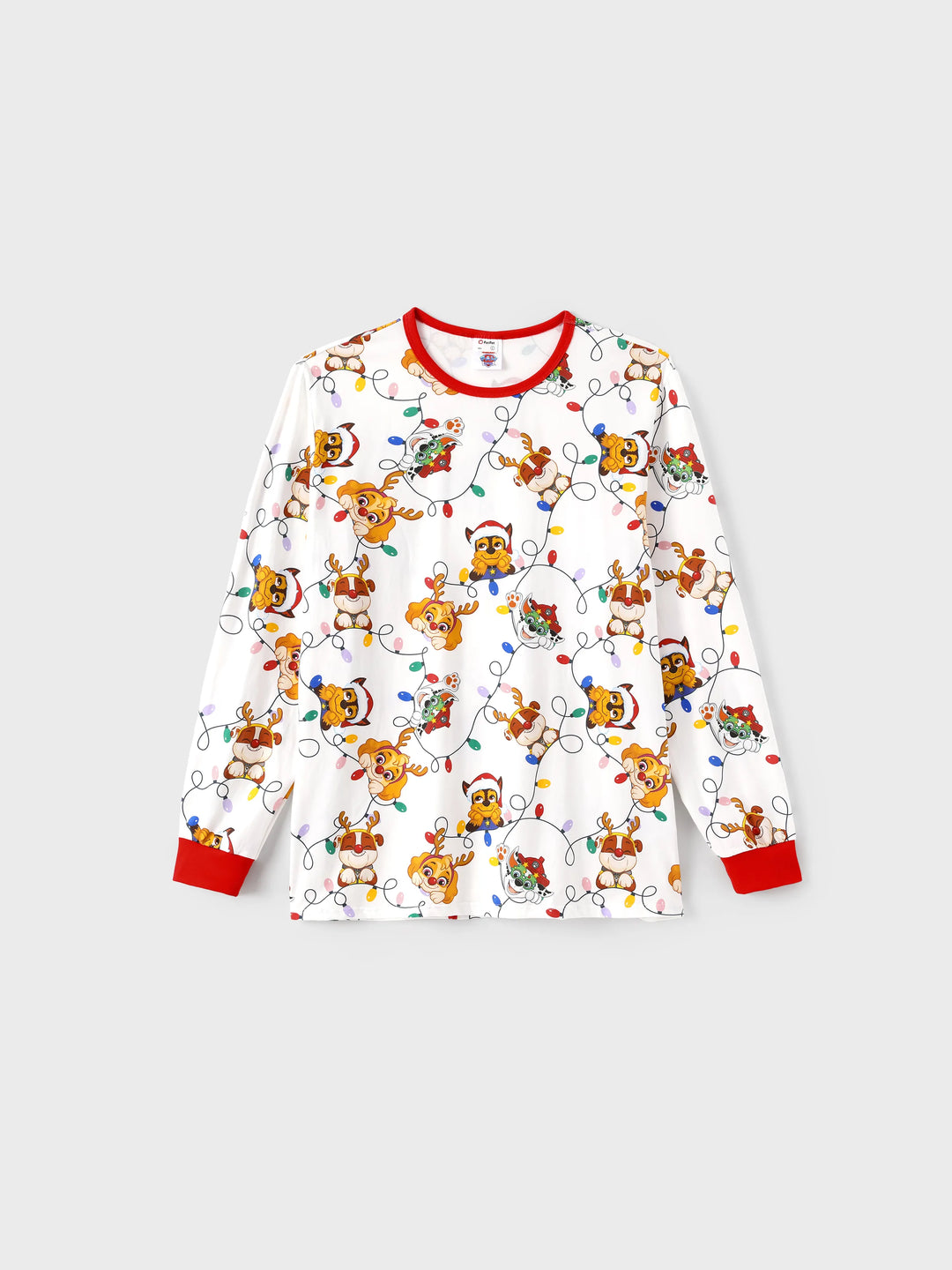 PAW Patrol Christmas Matching Family Eng anliegendes Pyjama-Set aus Bio-Baumwolle mit Weihnachtssocken weiß