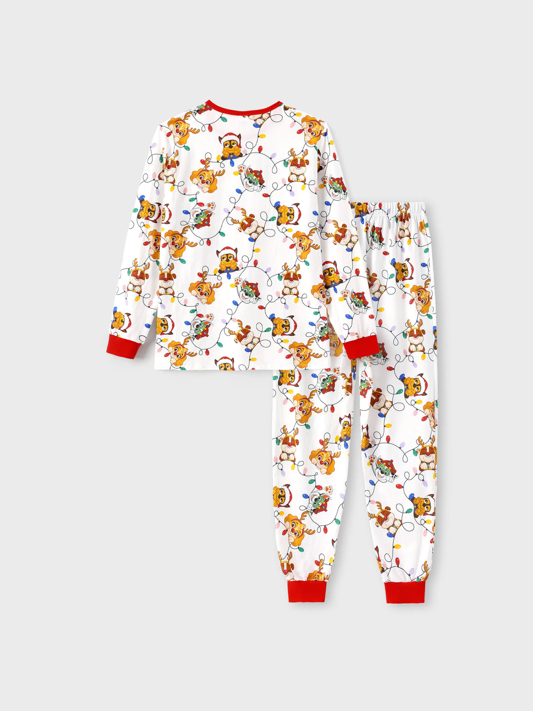 PAW Patrol Christmas Matching Family Eng anliegendes Pyjama-Set aus Bio-Baumwolle mit Weihnachtssocken weiß