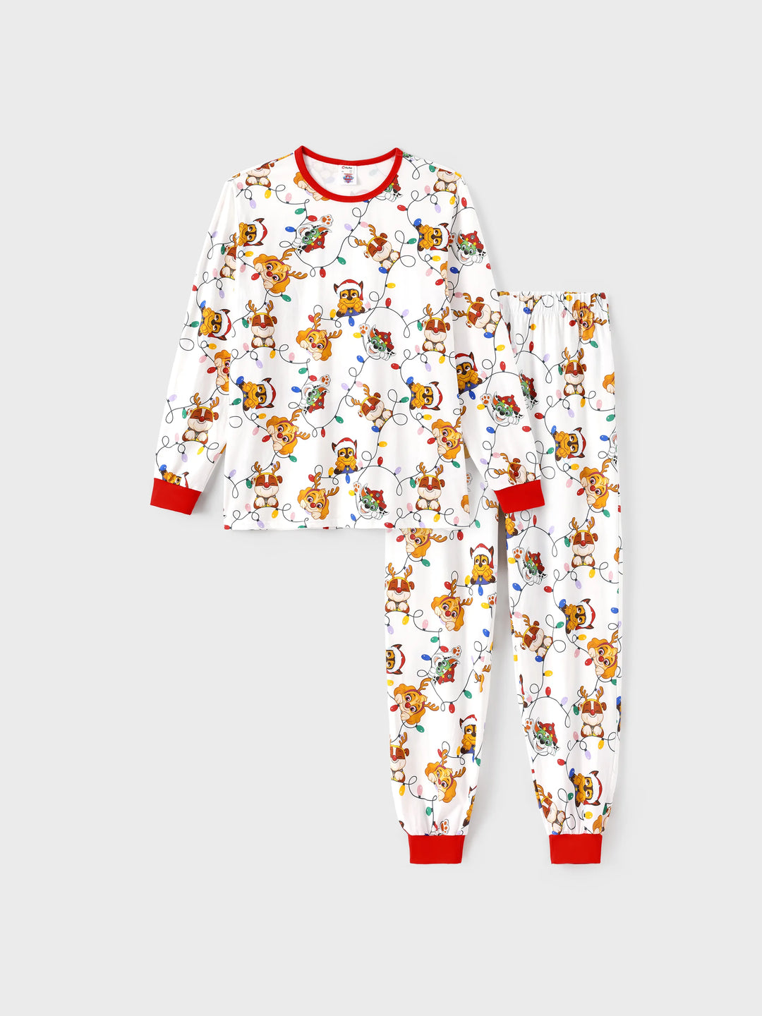 PAW Patrol Christmas Matching Family Eng anliegendes Pyjama-Set aus Bio-Baumwolle mit Weihnachtssocken weiß