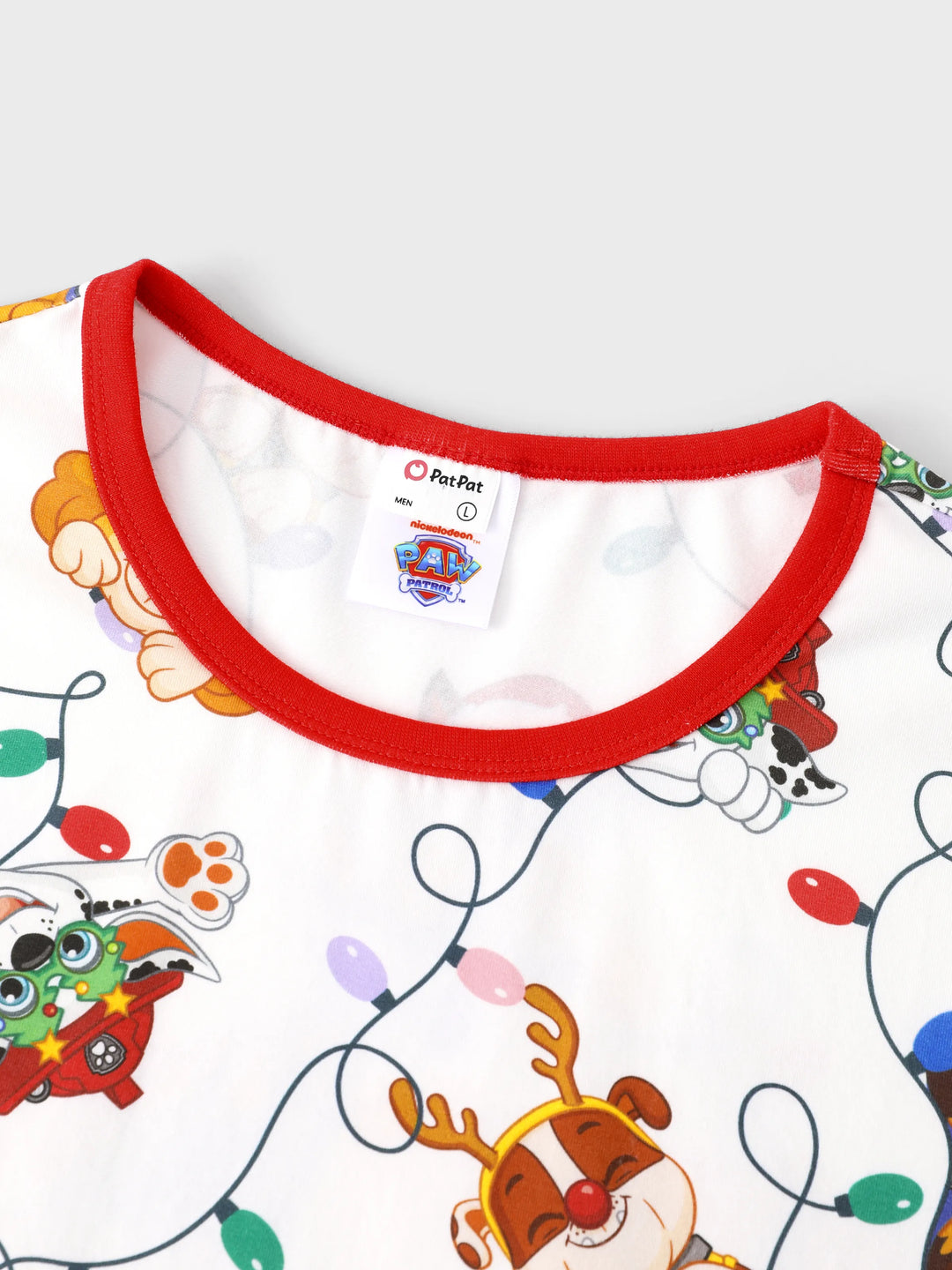 PAW Patrol Christmas Matching Family Eng anliegendes Pyjama-Set aus Bio-Baumwolle mit Weihnachtssocken weiß
