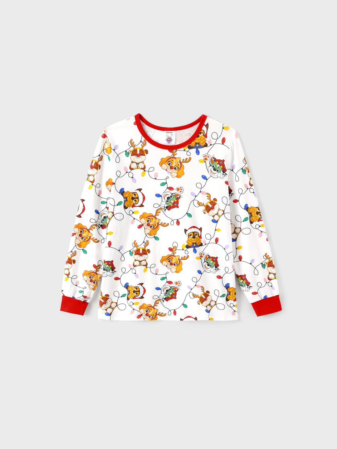 PAW Patrol Christmas Matching Family Eng anliegendes Pyjama-Set aus Bio-Baumwolle mit Weihnachtssocken weiß