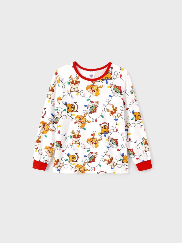 Ensemble pyjama de Noël Pat'Patrouille en coton bio, coupe ajustée, avec chaussettes de Noël, blanc