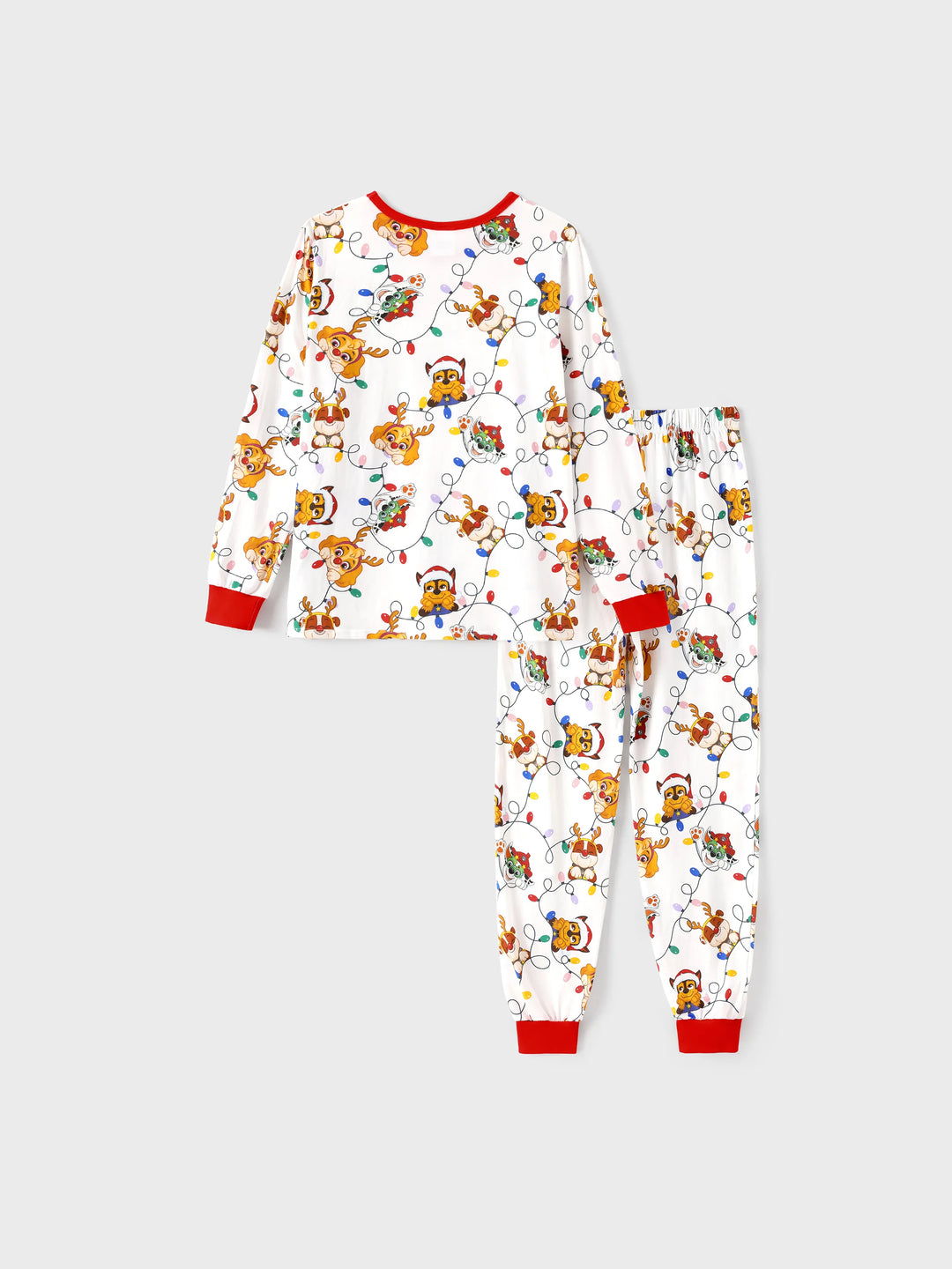 PAW Patrol Christmas Matching Family Eng anliegendes Pyjama-Set aus Bio-Baumwolle mit Weihnachtssocken weiß