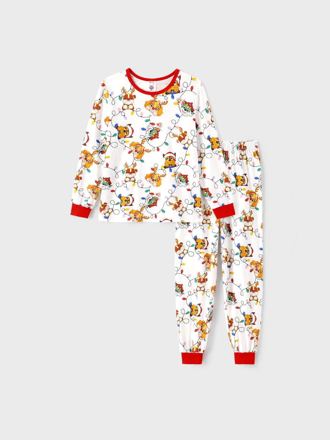 PAW Patrol Christmas Matching Family Eng anliegendes Pyjama-Set aus Bio-Baumwolle mit Weihnachtssocken weiß