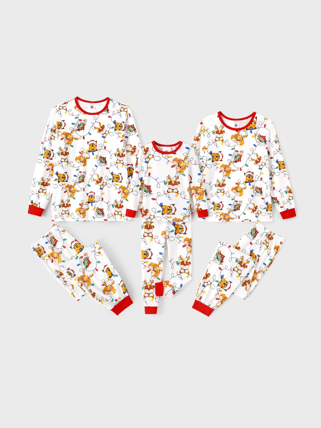 PAW Patrol Christmas Matching Family Eng anliegendes Pyjama-Set aus Bio-Baumwolle mit Weihnachtssocken weiß