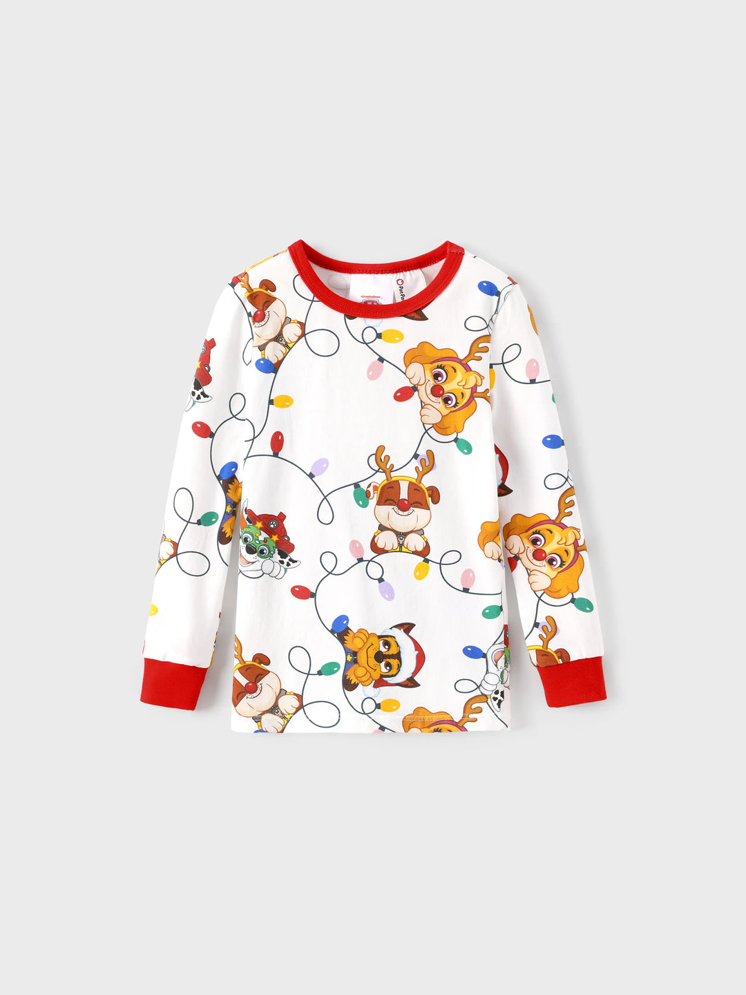 PAW Patrol Christmas Matching Family Eng anliegendes Pyjama-Set aus Bio-Baumwolle mit Weihnachtssocken weiß