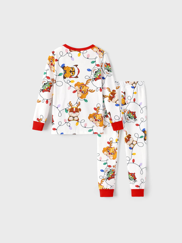 Ensemble pyjama de Noël Pat'Patrouille en coton bio, coupe ajustée, avec chaussettes de Noël, blanc