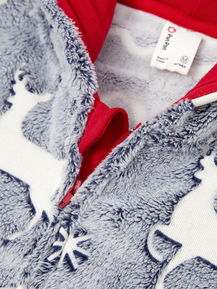 Pyjama de Noël assorti pour toute la famille, imprimé renne, phosphorescent, avec chaussettes de Noël, blanc/gris