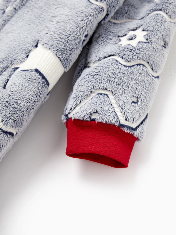 Pyjama de Noël assorti pour toute la famille, imprimé renne, phosphorescent, avec chaussettes de Noël, blanc/gris