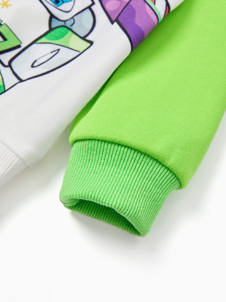 Toy Story Toddler Boy Buzz Lightyear 2pcs Ribbed Cuffs Hooded Sweatshirt and Sweatpants Set White