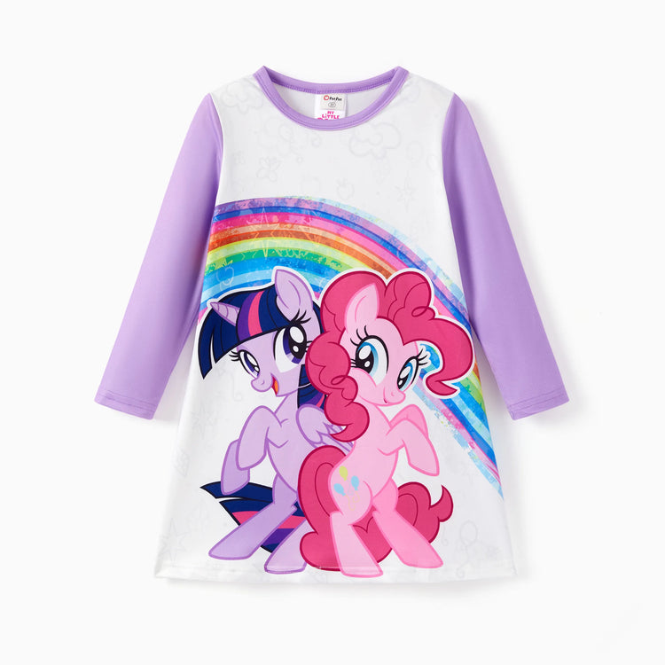 My Little Pony Toddler Girl Rainbow Dash/Twilight Sparkle Christmas Graphic Polyester Spandex Fabric Dress Purple