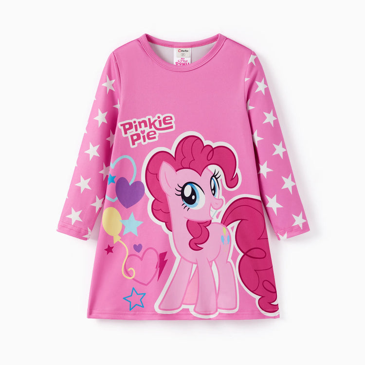 My Little Pony Toddler Girl Rainbow Dash/Twilight Sparkle Christmas Graphic Polyester Spandex Fabric Dress Pink