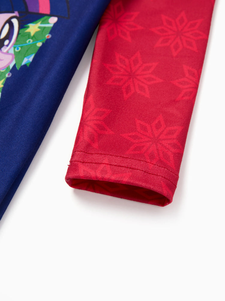 My Little Pony Kleinkind Mädchen Regenbogen Dash/Twilight Sparkle Weihnachten Grafik Polyester Spandex Stoff Kleid  tiefblau