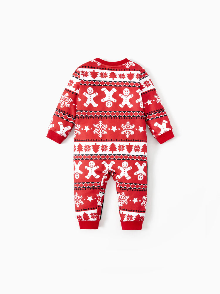 Weihnachten Passende Familie Tops Lebkuchen Mann Print Casual Langarm Sweatshirt rot