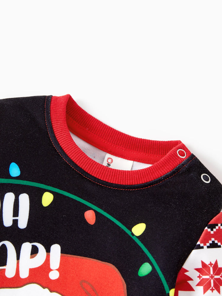 Weihnachten Passende Familie Tops Lebkuchen Mann Print Casual Langarm Sweatshirt rot