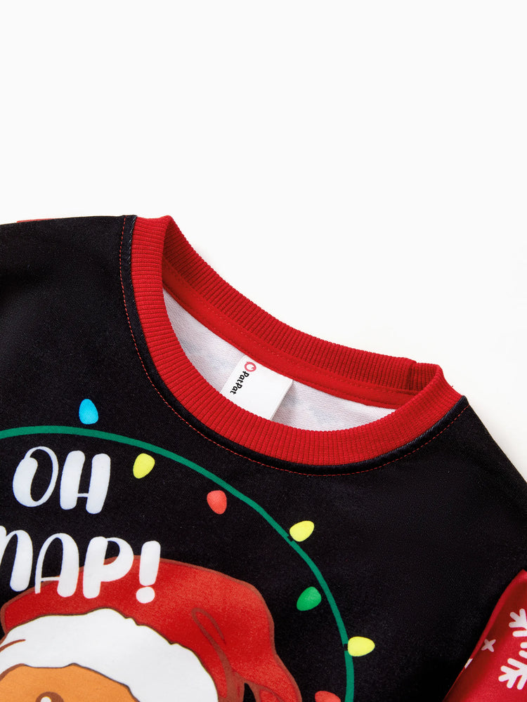 Weihnachten Passende Familie Tops Lebkuchen Mann Print Casual Langarm Sweatshirt rot