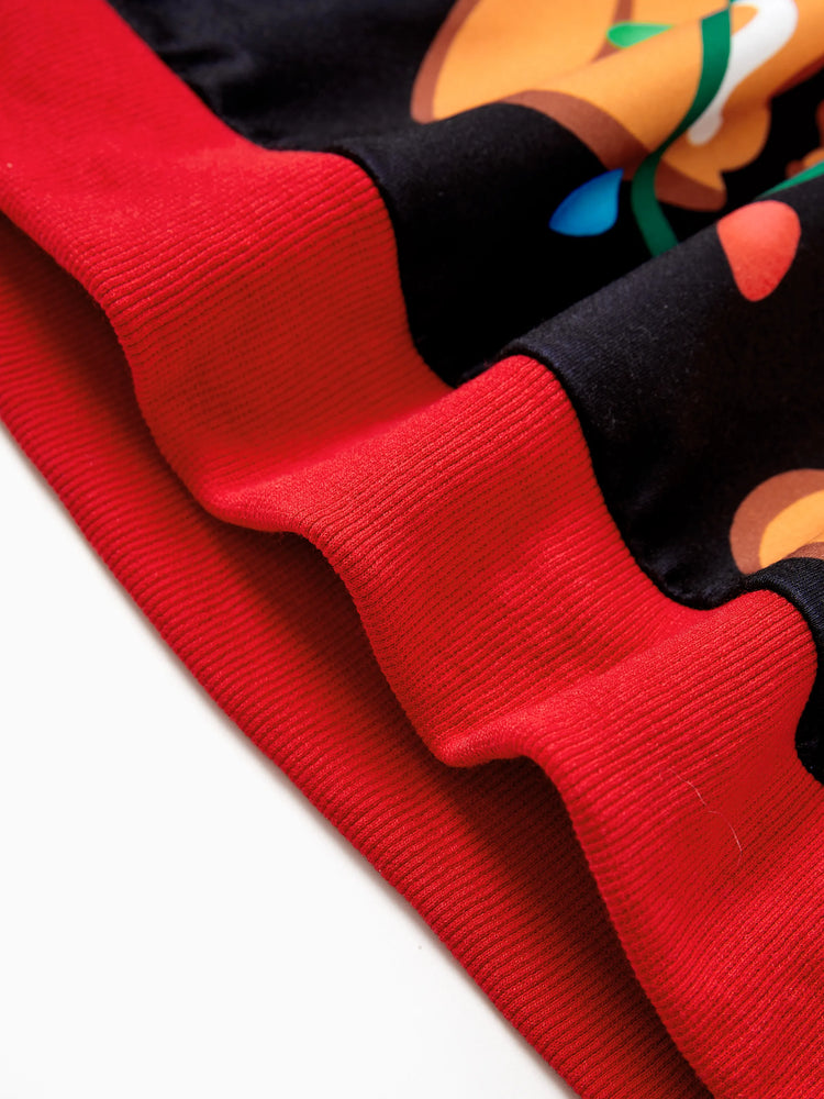 Weihnachten Passende Familie Tops Lebkuchen Mann Print Casual Langarm Sweatshirt rot