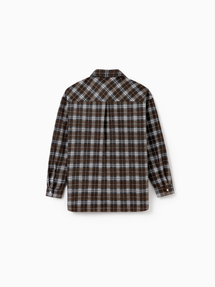 Velvet & Plaid Matching Family Outfits Dad/Son Shirts & Mom/Daughter Velvet Dresses Sets Dark Brown