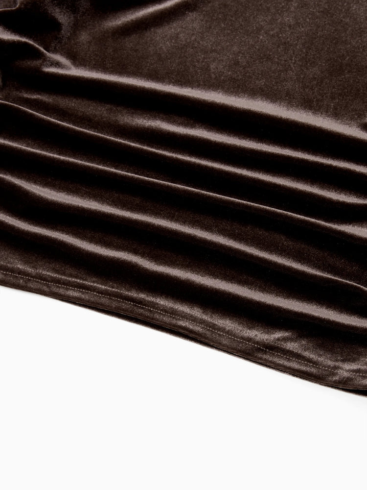 Velvet & Plaid Matching Family Outfits Dad/Son Shirts & Mom/Daughter Velvet Dresses Sets Dark Brown