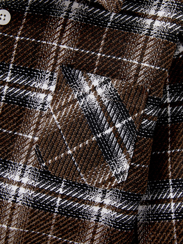 Velvet & Plaid Matching Family Outfits Dad/Son Shirts & Mom/Daughter Velvet Dresses Sets Dark Brown