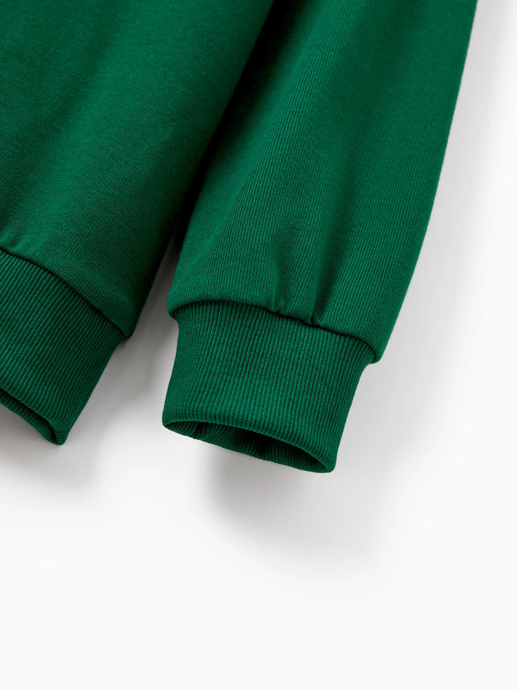 Tenues familiales assorties pour sapin de Noël Sweat-shirts à col à carreaux verts ou ensemble haut imprimé sapin de Noël et jupe en tulle vert foncé