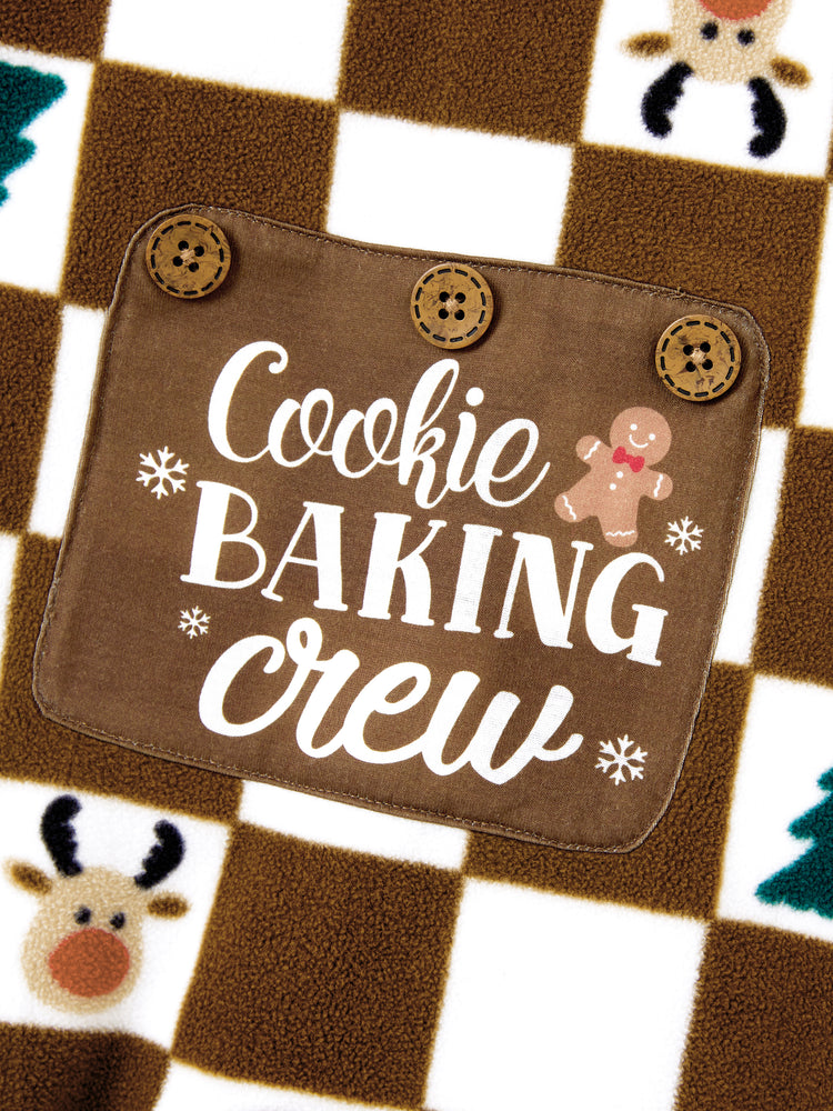 Ensemble de pyjama à capuche en polaire pour toute la famille, combinaison de Noël assortie, motif pain d'épices, imprimé à carreaux, avec chaussettes de Noël, bloc de couleurs