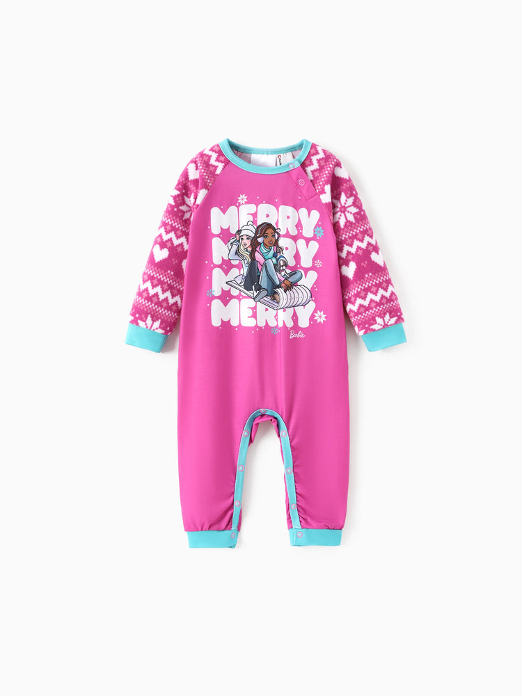 Barbie Weihnachten Mama und ich Schneeflocken-Print Pyjama-Set Fuchsie