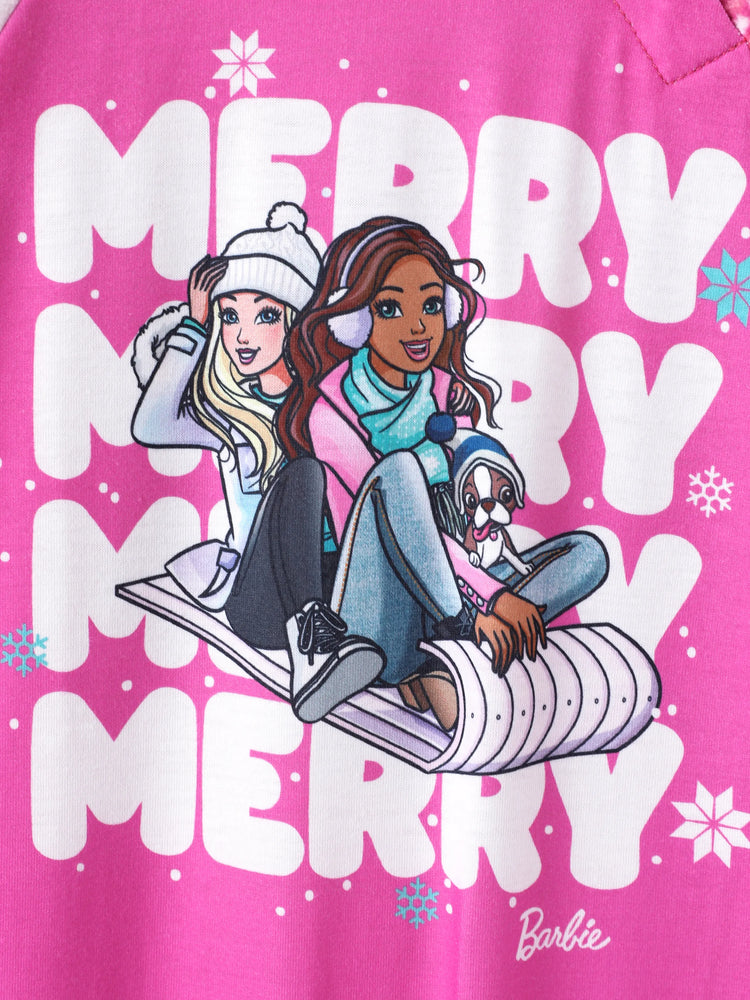 Barbie Weihnachten Mama und ich Schneeflocken-Print Pyjama-Set Fuchsie