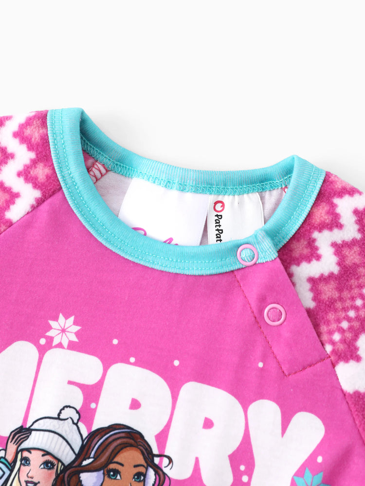 Barbie Weihnachten Mama und ich Schneeflocken-Print Pyjama-Set Fuchsie