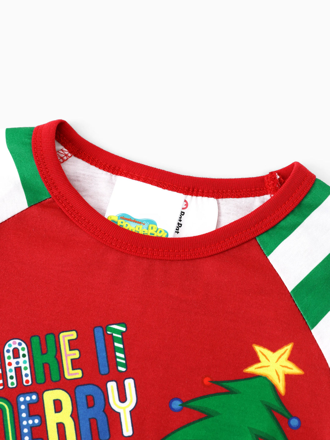 SpongeBob SquarePants Christmas Matching Family Striped Pajamas Set with Christmas Socks Red