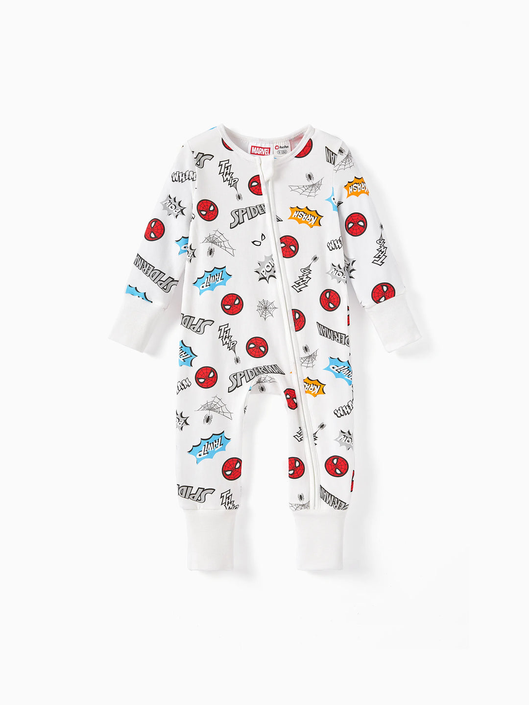 Marvel Baby Boy Spider-Man Graphic Childlike Organic Cotton Longsleeves Jumpsuit White