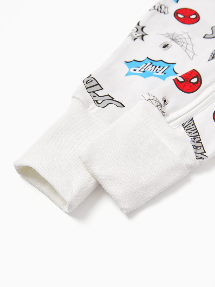 Combinaison manches longues en coton bio pour bébé garçon Marvel Spider-Man, motif enfantin, blanche