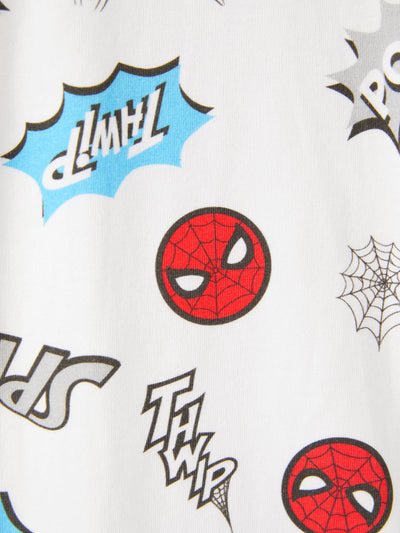 Combinaison manches longues en coton bio pour bébé garçon Marvel Spider-Man, motif enfantin, blanche