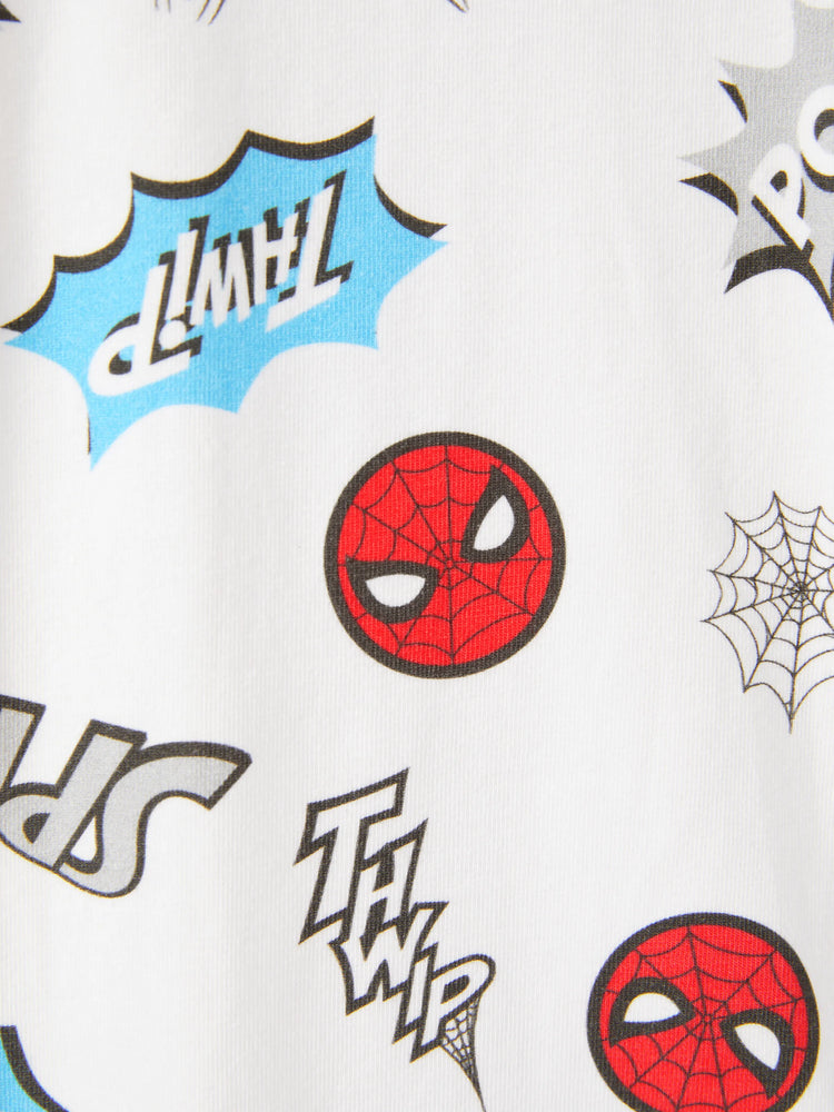 Combinaison manches longues en coton bio pour bébé garçon Marvel Spider-Man, motif enfantin, blanche