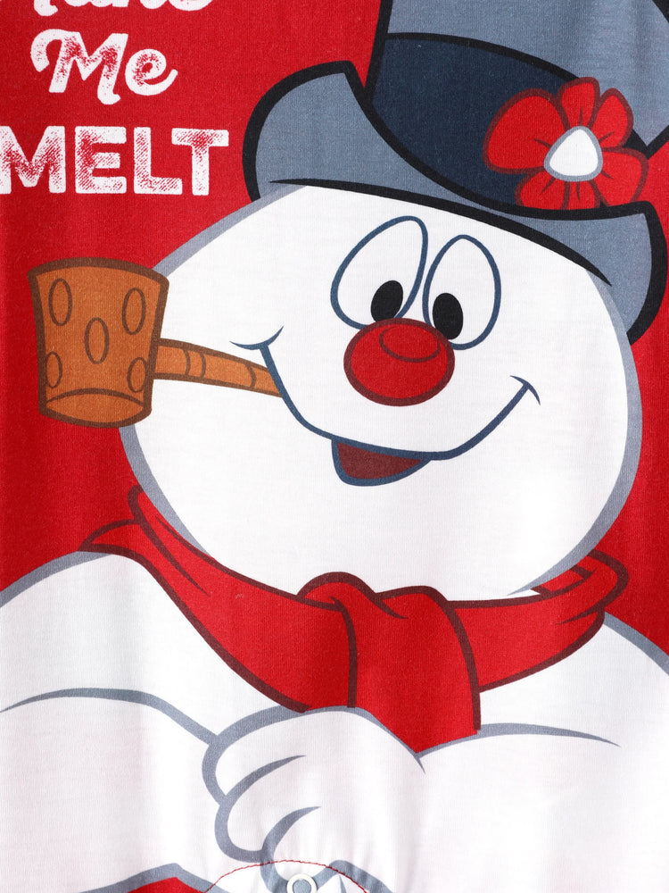 Ensemble pyjama de Noël assorti en polaire à motif Fair Isle Frosty le bonhomme de neige, rouge