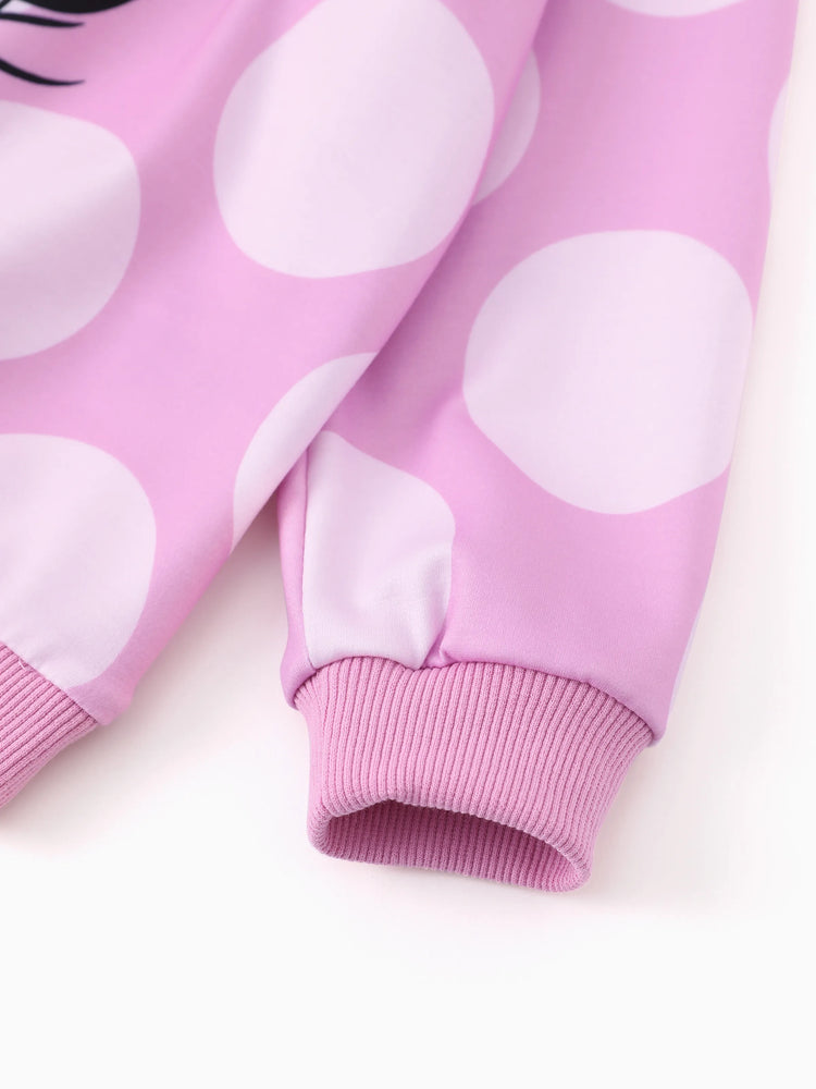 Sweat à capuche Disney Mickey et ses amis pour tout-petits/enfants filles Minnie à poignets côtelés en tissu polyester rose vif