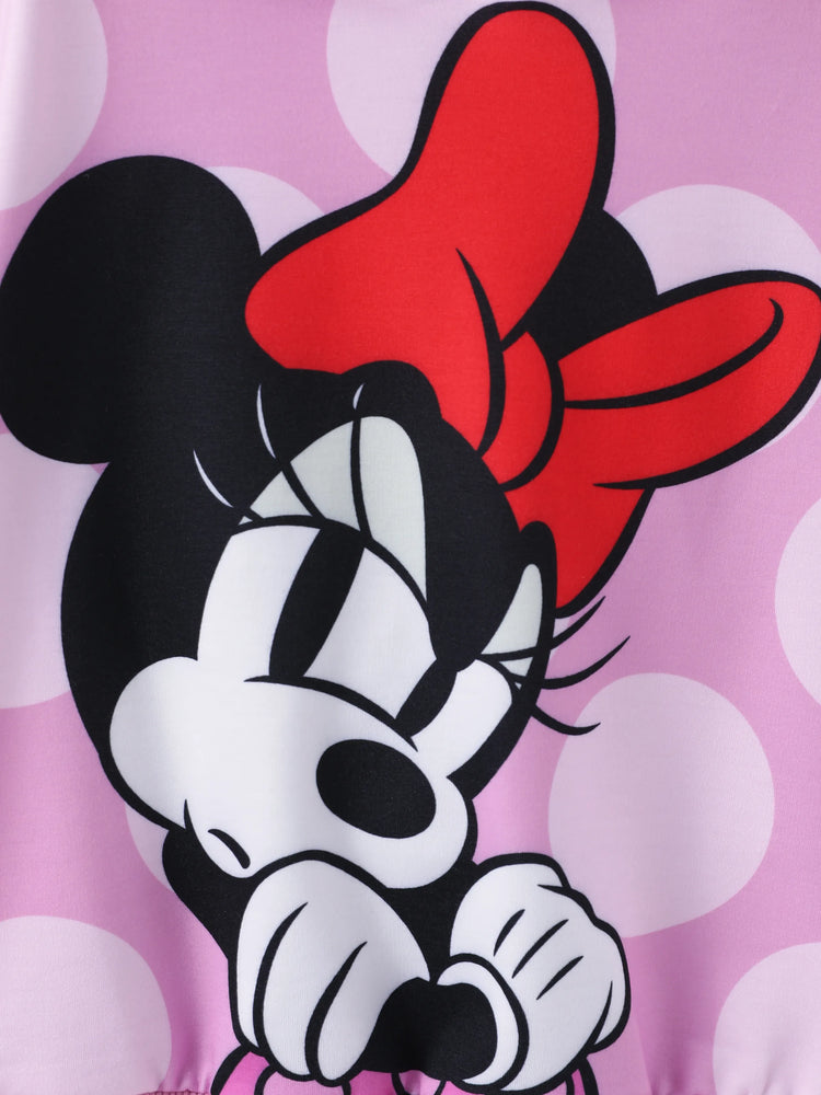 Sweat à capuche Disney Mickey et ses amis pour tout-petits/enfants filles Minnie à poignets côtelés en tissu polyester rose vif
