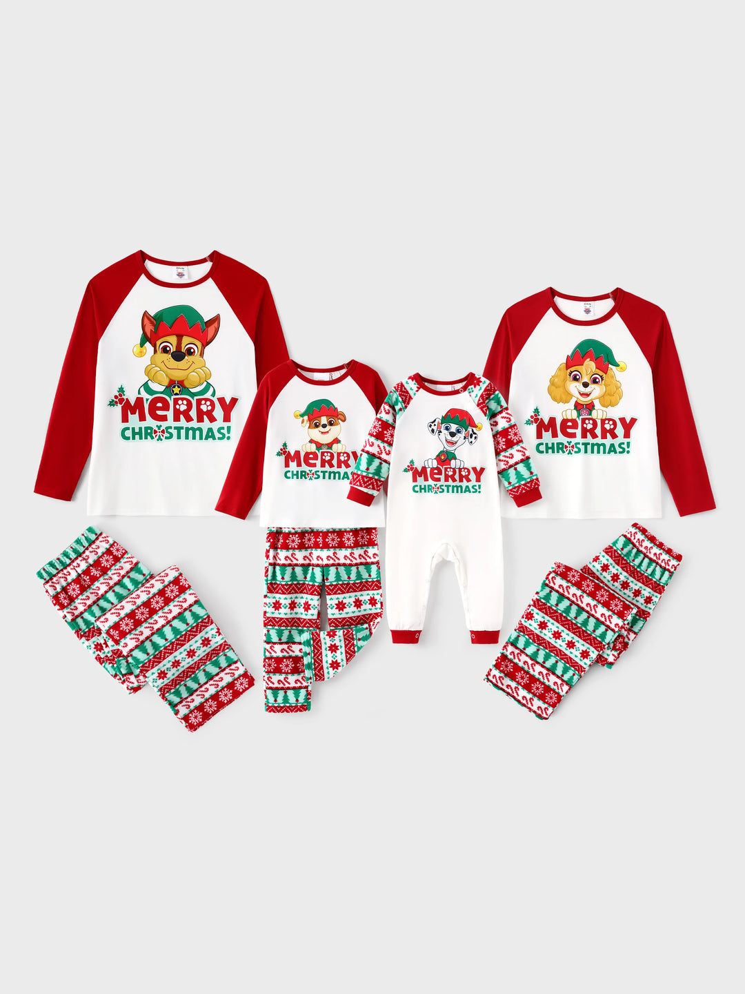 PAW Patrol Christmas Passendes Familien-Fleece-Pyjama-Set mit Weihnachtssocken rot